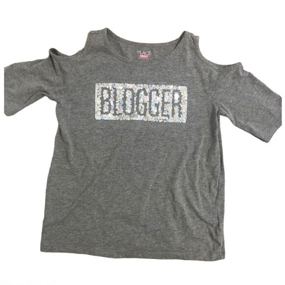 Children’s Place cold shoulder graphic t shirt Blogger sequin XL - Picture 1 of 8